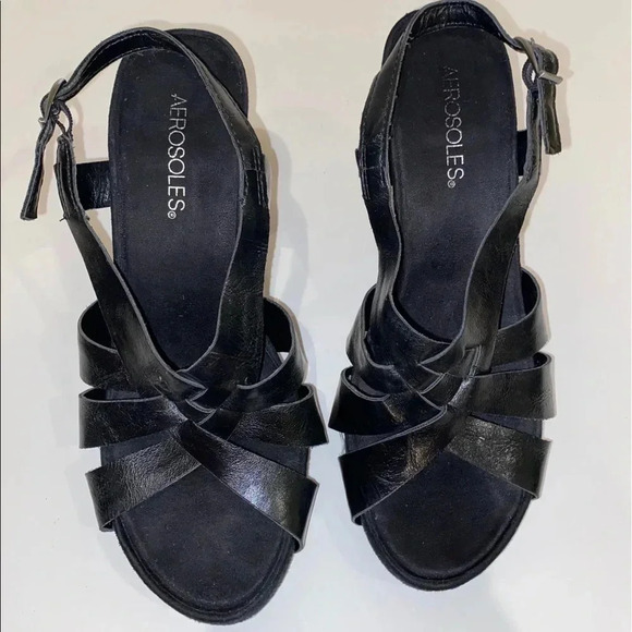 Areosoles black heeled sandals /sz8 - Picture 2 of 3